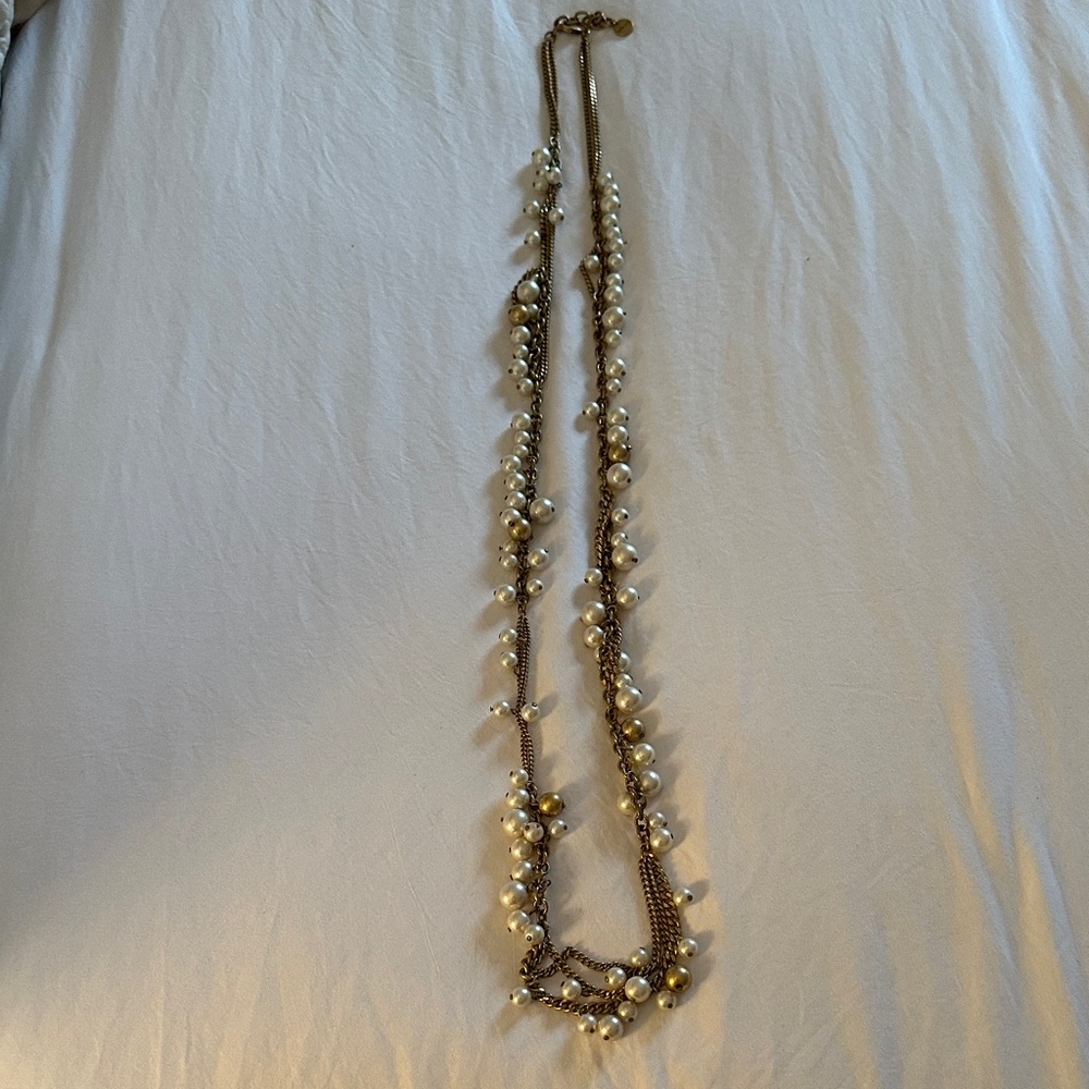 Stella & Dot Gold and Cream Pearl Necklace